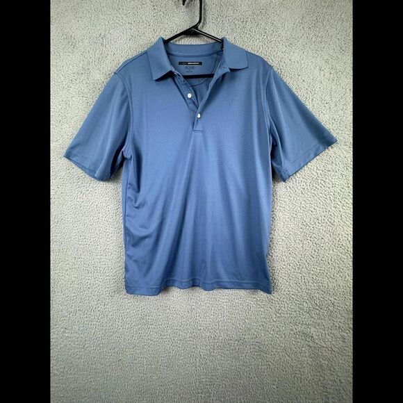 Other - Greg Norman Polo Shirt Mens M Blue Solid Short Sleeve Golf Play Dry Button Up